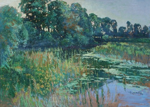 Václav Radimský: Krajina s vodní hladinou, 1905
